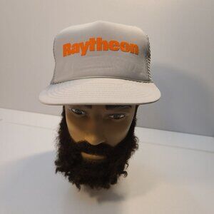 Vintage 90s Trucker Hat Raytheon Aerospace Defense Tech Logo Mesh Adjustable Hat